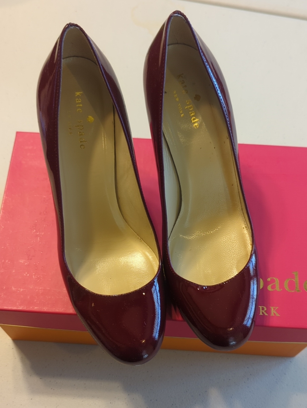 kate spade Patent Burgundy Round-Toe Pumps